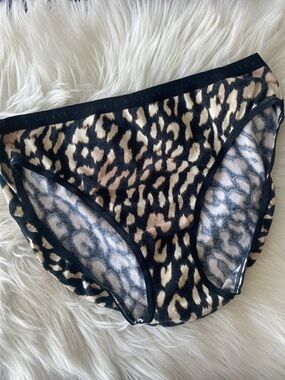 Victoria's Secret Leopard Print Bikini Briefs - Black & Tan